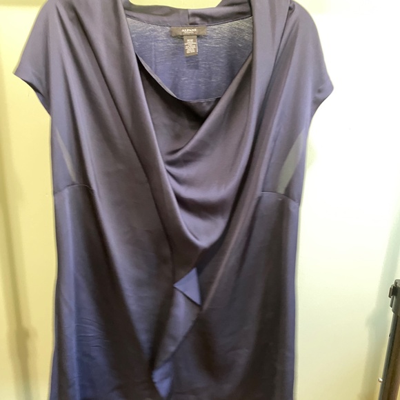 Alfani Navy Blue Top, Satin and Jersey, 16W - Picture 3 of 7